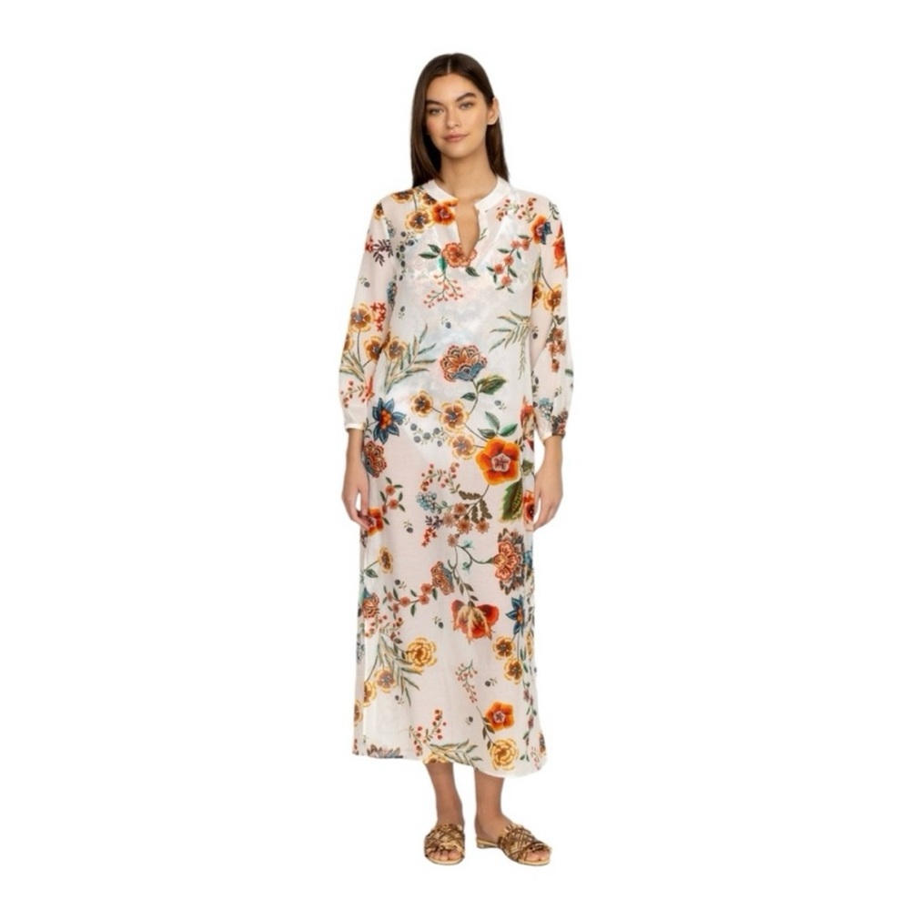 Johnny Was Ardella Dress/Cover up - Silk Blend - White Floral - Size Large - Picture 4 of 14